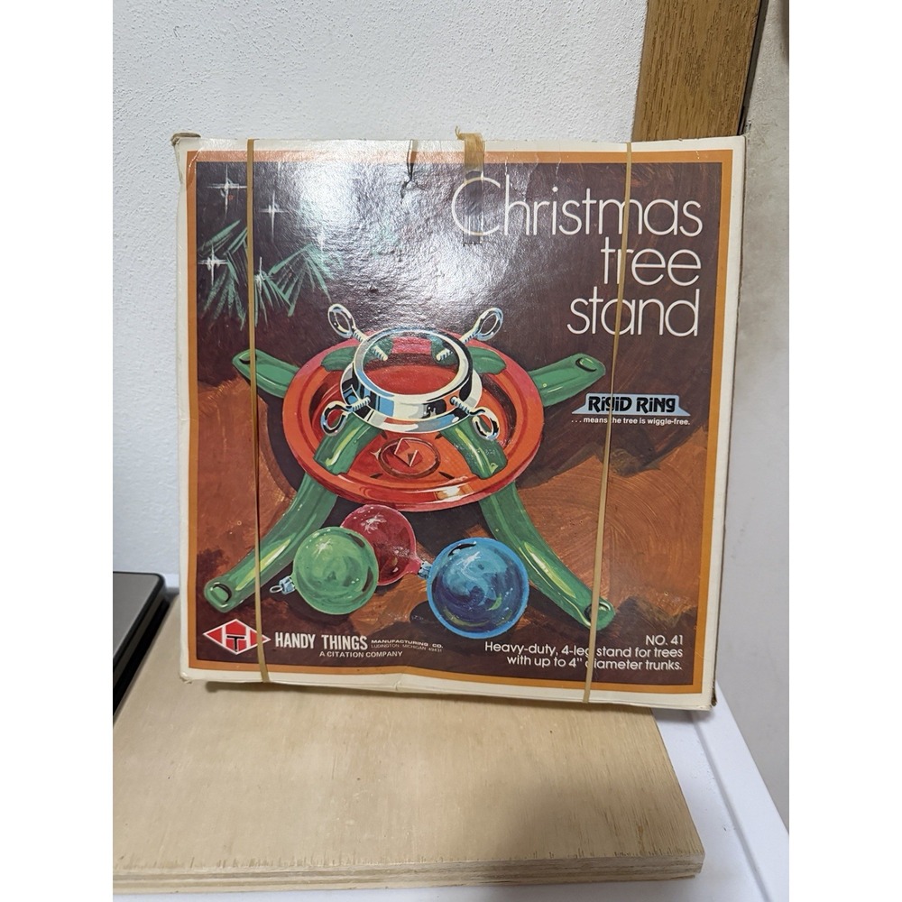 VTG 80s Christmas Tree Stand No. 41 Original Box Heavy Duty Metal Handy Things